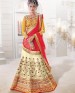 wedant FAshion Wedding Heavy Work Dulhan Collection Self Design Lahengha Choli Cream & Yellow